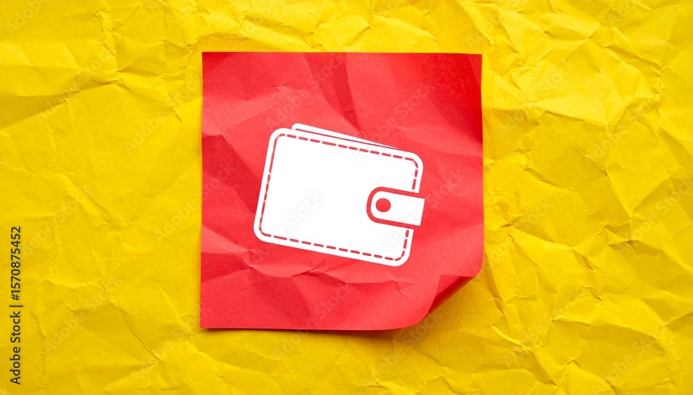 Aufkleber a vibrant visual of a wallet on a colored paper. a wallet stands out with its stark simplicity.