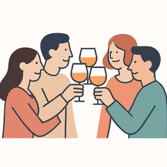 Friends Celebrating Together With Toasted Glasses