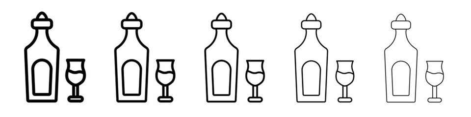 Tequila bottle and glass icon outline simple illustration isolated