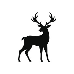 Obraz premium Deer with antlers silhouette in minimalist style for forest wildlife and nature design