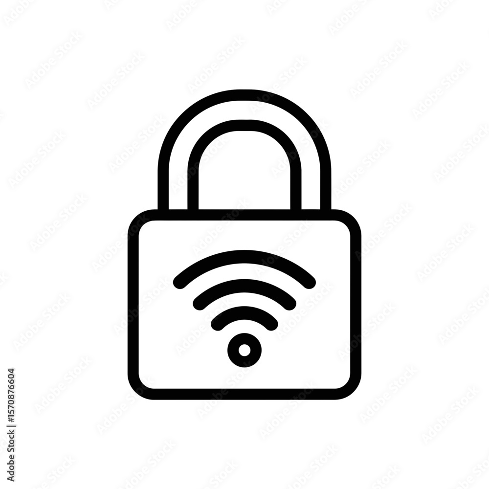 Poster wi-fi lock icon symbolizing internet security in vector style