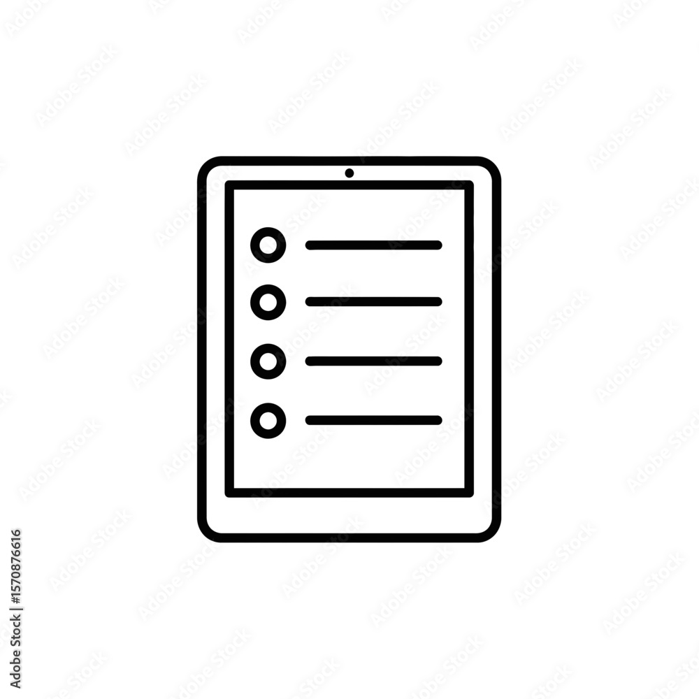 Poster vector icon of tablet with checklist for remote work