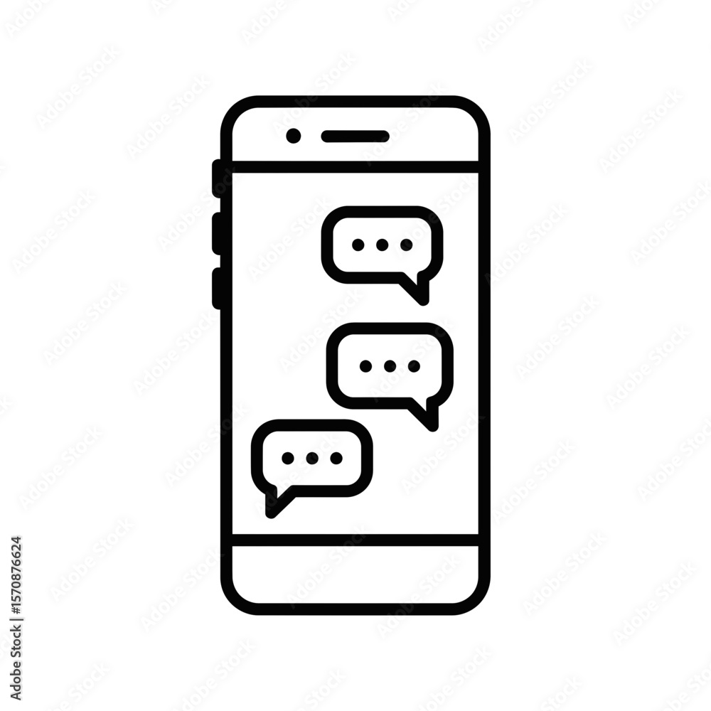Poster vector icon of smartphone with messaging bubbles