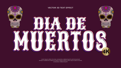 Dia de muertos text effect with dark background