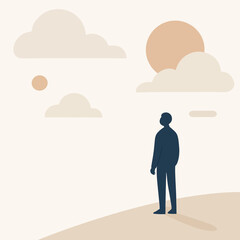 Silhouette Of Person Gazing At The Sky