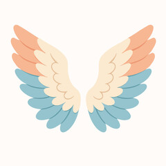 Colorful Angel Wings In Pastel Blue And Peach