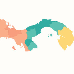 Colorful Panama Map With Regional Borders