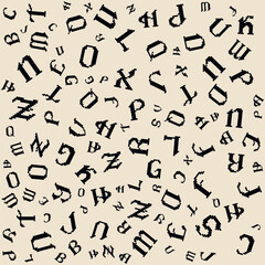 Pixel Gothic Font Letter Pattern on Light Beige Background. Vector Pixel Art.