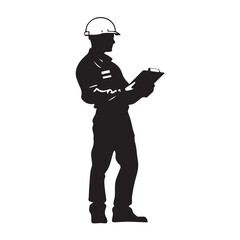 Businessman in Hardhat Holding Clipboard