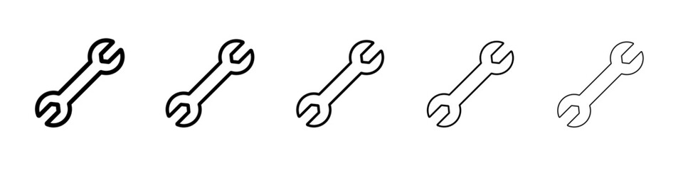 Wrench icon set. outline simple illustration isolated