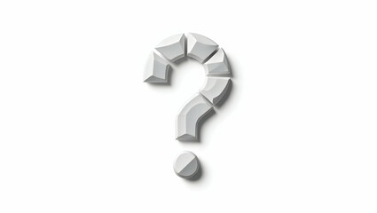 Question icon A conceptual question mark crafted from crystal shards, presented in a sharp style, viewed in diagonal mode on pure white background (2)
