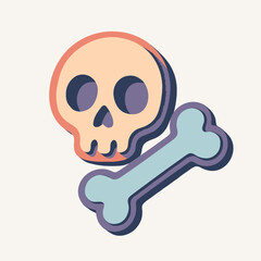 Cartoon Skull And Bone Halloween Pirate Symbol