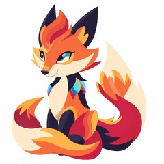 Obraz premium Cute red fox cartoon character vector illustration isolated.