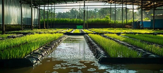 Indoor rice paddies grown with water recycling systems