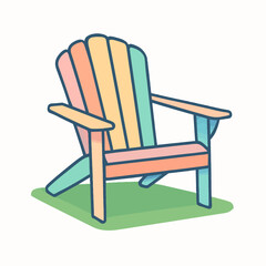 Colorful Adirondack Chair On Green Lawn