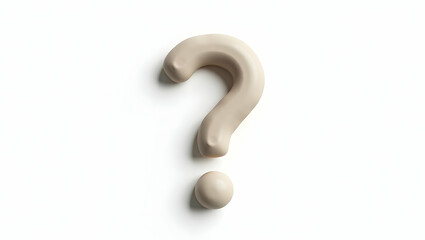 Question icon A question mark made of soft clay, designed in pliable style, shown in tilted on a pure white background
