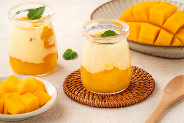 Mango Mousse Dessert in Glass Cups