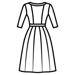 Midi Dress line art vector