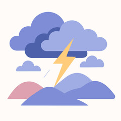 Lightning Storm Over Colorful Mountain Landscape