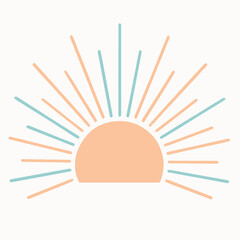 Minimalist Pastel Sunrise With Radiant Sunbeams