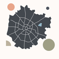 Abstract Urban City Map With Colorful Shapes