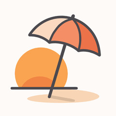 Summer Sunset Beach Umbrella Relaxation Scene