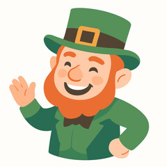 Cheerful Leprechaun Waving In Green Hat