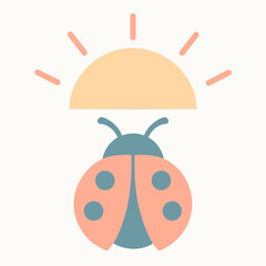 Cute Ladybug With Sunrise Minimal Art