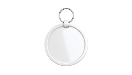 Blank white round key tag isolated on transparent background
