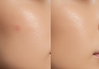 Fototapeta premium Before & After Pimple Removal and Skin Perfection