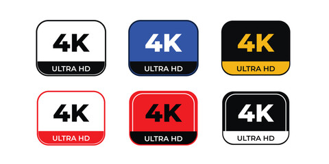 4K ultra HD icon set High resolution web tv screen symbol, vector illustration