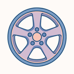 Modern Alloy Car Wheel In Pastel Colors