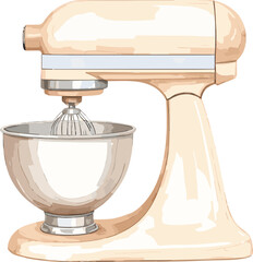 Stand mixer watercolor baking tools and ingredients vector illustration
