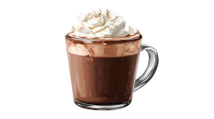 Hot Chocolate with Whipped Cream, isolated on transparent background