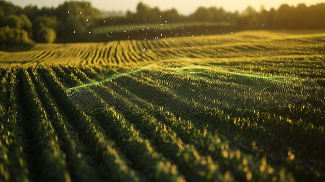 Interactive crop map displayed in AR above a field  - Powered by Adobe