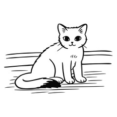 Set of black cats. Collection of silhouette of funny cats in different poses. Vector illustration isolated on white background. Drawing with children.