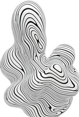 Abstract sculpture with flowing black and white lines creating a mesmerizing optical illusion