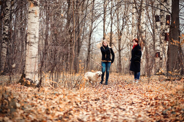 Young girl on a walk in the autumn
