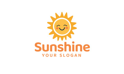 Smiling Sun Logo Friendly Cartoon Sunshine Character