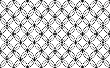 Fototapeta premium Black and White Geometric Pattern of Interlocking Ovals