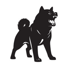 Authentic Akita canine digital black visual, accurately portraying this beloved breed - Akita silhouette - Akita Vector - Silhouette of Akita - dog vector

