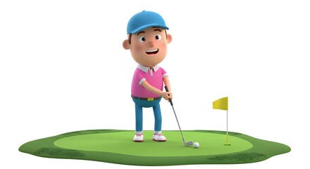 Cartoon golf player on green