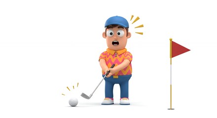Cartoon golf player surprised expression