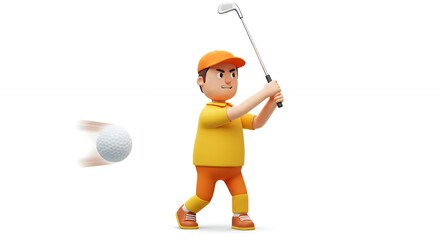 Cartoon golfer in action