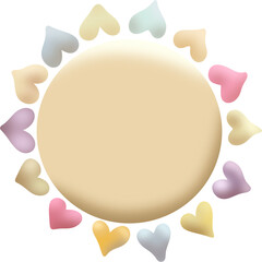 The sun, surrounded by pastel hearts, is the light of the sun.