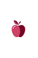 Two stylized, crimson apples, one slightly darker, joined at the stem with a small green leaf.  Clean, minimalist design on white background