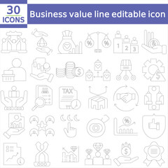 Business value line editable icon set