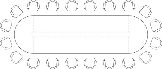 Oval Meeting Table & 20 Seating Layouts - Conference Room Floor Plans. Set 1