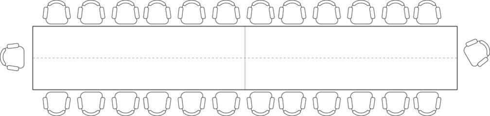 Rectangle Meeting Table & 26 Seating Layouts - Conference Room Floor Plans. Set 1