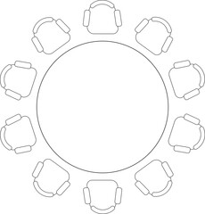 Round Meeting Table & 10 Seating Layouts - Conference Room Floor Plans. Set 1
